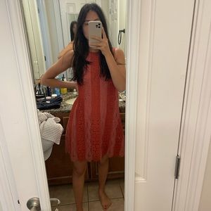 blush and brick short lace eyelet dress